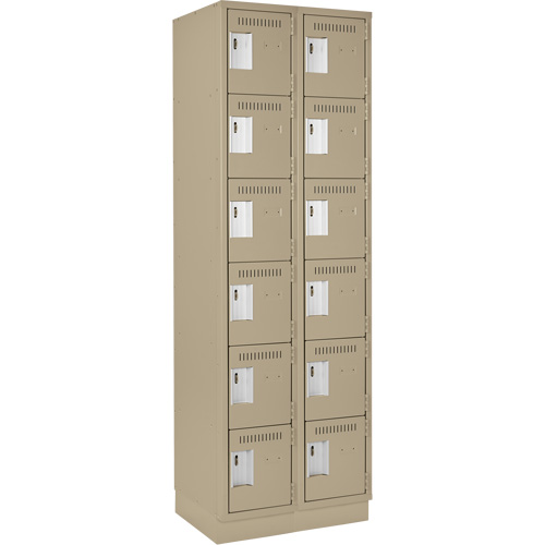 Clean Line Lockerette, 6 -tier, Bank of 2, 24" x 18" x 76", Steel, Beige, Rivet (Assembled) Sidevic Inc.