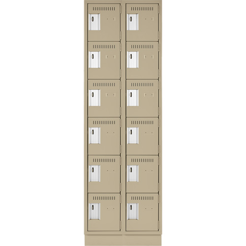 Clean Line Lockerette, 6 -tier, Bank of 2, 24" x 18" x 76", Steel, Beige, Rivet (Assembled) Sidevic Inc.