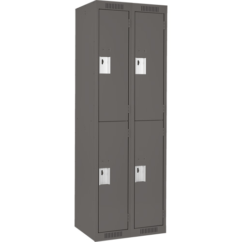 Clean Line Lockers, 2 -tier, Bank of 2, 24" x 18" x 72", Steel, Charcoal, Rivet (Assembled) Sidevic Inc.