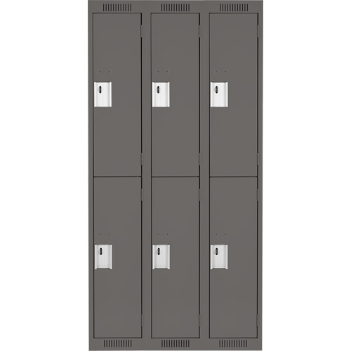Clean Line Lockers, 2 -tier, Bank of 3, 36" x 18" x 72", Steel, Charcoal, Rivet (Assembled) Sidevic Inc.