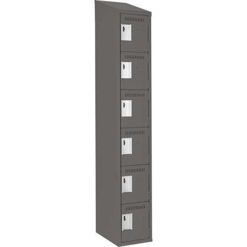 Clean Line Lockerette, 6 -tier, 12" x 18" x 78", Steel, Charcoal, Rivet (Assembled) Sidevic Inc.