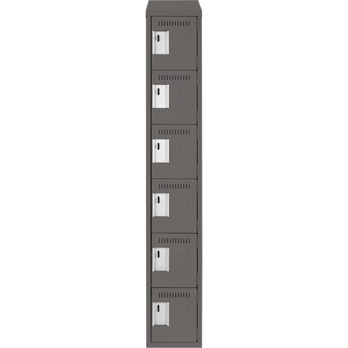 Clean Line Lockerette, 6 -tier, 12" x 18" x 78", Steel, Charcoal, Rivet (Assembled) Sidevic Inc.