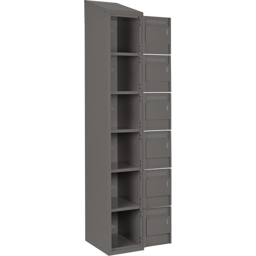 Clean Line Lockerette, 6 -tier, Bank of 3, 36" x 18" x 78", Steel, Charcoal, Rivet (Assembled) Sidevic Inc.