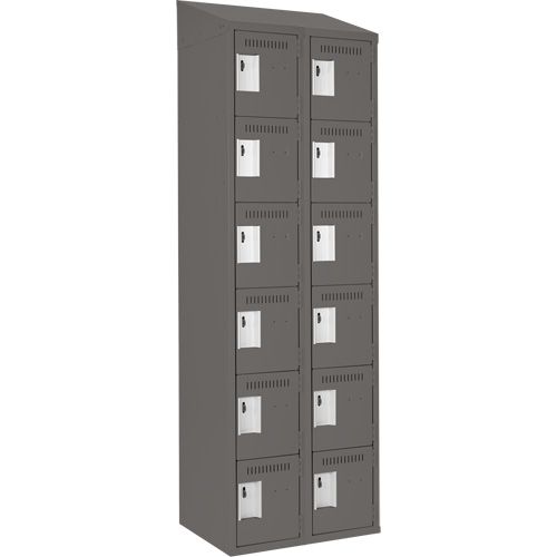 Clean Line Lockerette, 6 -tier, Bank of 2, 24" x 18" x 78", Steel, Charcoal, Rivet (Assembled) Sidevic Inc.