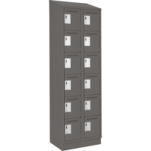 Clean Line Lockerette, 6 -tier, Bank of 2, 24" x 18" x 82", Steel, Charcoal, Rivet (Assembled) Sidevic Inc.