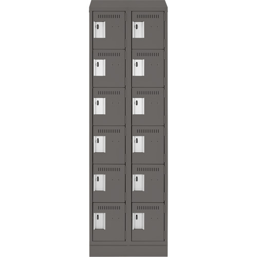 Clean Line Lockerette, 6 -tier, Bank of 2, 24" x 18" x 82", Steel, Charcoal, Rivet (Assembled) Sidevic Inc.