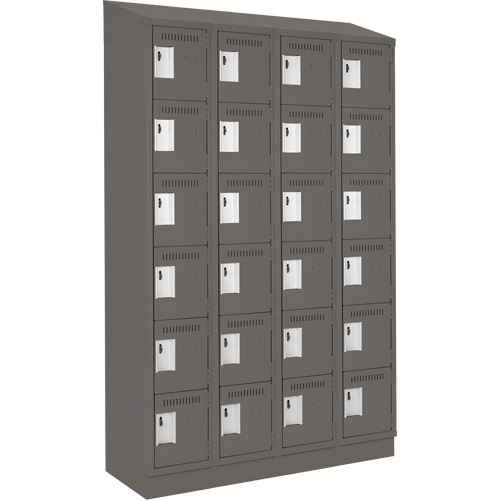 Clean Line Lockerette, 6 -tier, Bank of 4, 48" x 18" x 82", Steel, Charcoal, Rivet (Assembled) Sidevic Inc.