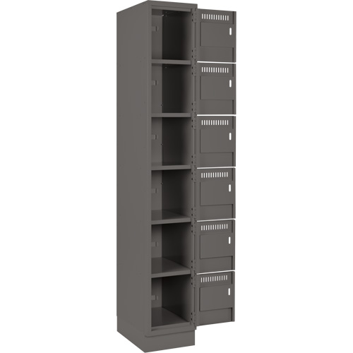Clean Line Lockerette, 6 -tier, Bank of 4, 48" x 18" x 76", Steel, Charcoal, Rivet (Assembled) Sidevic Inc.