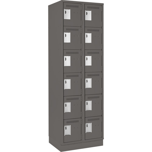 Clean Line Lockerette, 6 -tier, Bank of 2, 24" x 18" x 76", Steel, Charcoal, Rivet (Assembled) Sidevic Inc.