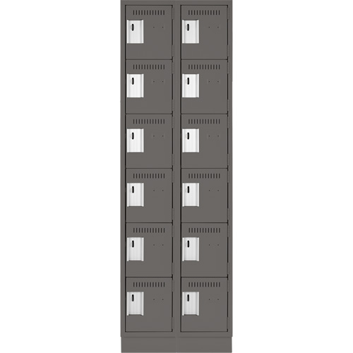 Clean Line Lockerette, 6 -tier, Bank of 2, 24" x 18" x 76", Steel, Charcoal, Rivet (Assembled) Sidevic Inc.
