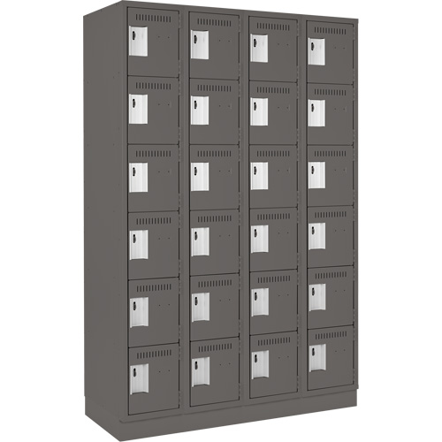 Clean Line Lockerette, 6 -tier, Bank of 4, 48" x 18" x 76", Steel, Charcoal, Rivet (Assembled) Sidevic Inc.