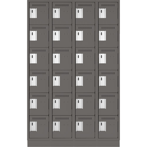 Clean Line Lockerette, 6 -tier, Bank of 4, 48" x 18" x 76", Steel, Charcoal, Rivet (Assembled) Sidevic Inc.