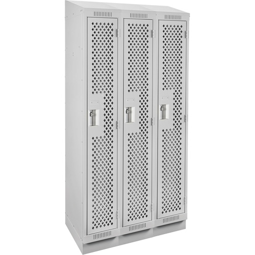 Clean Line Lockers, Bank of 3, 36" x 18" x 82", Steel, Grey, Rivet (Assembled), Perforated Sidevic Inc.