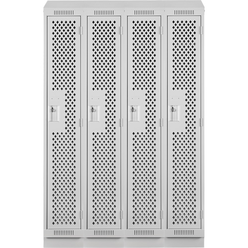 Clean Line Lockers, Bank of 4, 48" x 18" x 82", Steel, Grey, Rivet (Assembled), Perforated Sidevic Inc.
