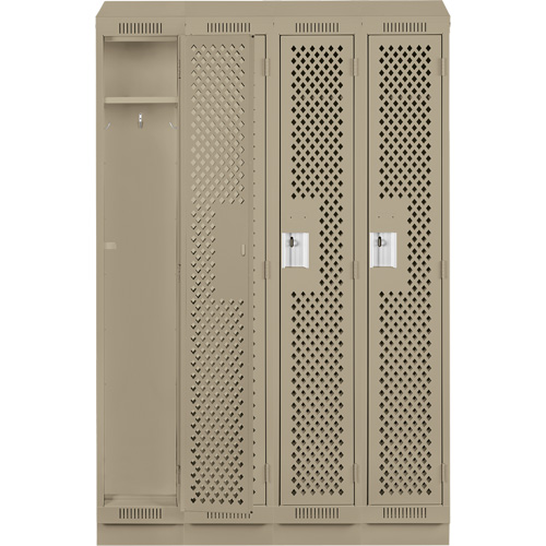 Clean Line Lockers, Bank of 4, 48" x 18" x 82", Steel, Grey, Rivet (Assembled), Perforated Sidevic Inc.