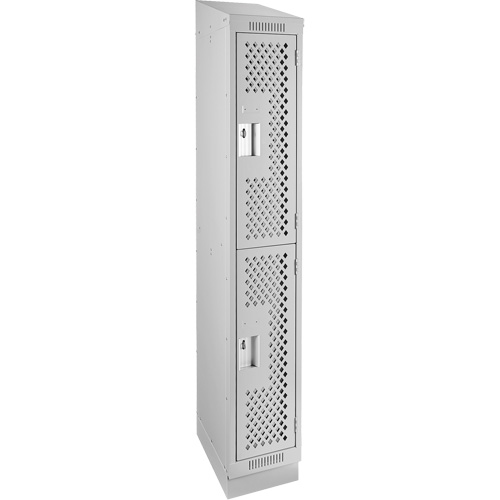 Clean Line Lockers, 2 -tier, 12" x 12" x 82", Steel, Grey, Rivet (Assembled), Perforated Sidevic Inc.