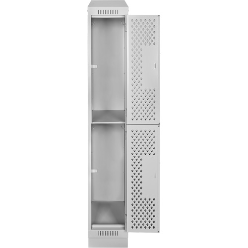 Clean Line Lockers, 2 -tier, 12" x 12" x 82", Steel, Grey, Rivet (Assembled), Perforated Sidevic Inc.