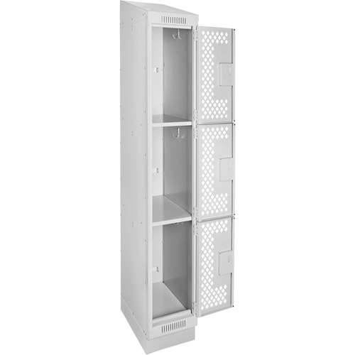 Casiers Clean Line, 3 niveaux, 12" x 15" x 82", Acier, Gris, Rivet (assembl&eacute;), Perfor&eacute; Sidevic Inc.