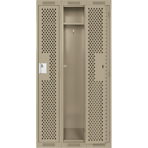 Casiers Clean Line, Bloc de 3, 36" x 12" x 72", Acier, Beige, Rivet (assembl&eacute;), Perfor&eacute; Sidevic Inc.
