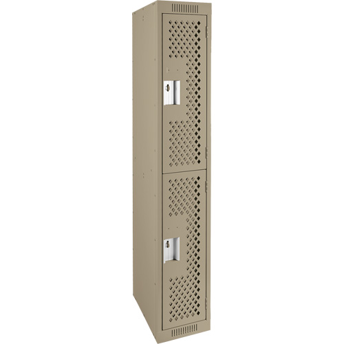Casiers Clean Line, 2 niveaux, 12" x 12" x 72", Acier, Beige, Rivet (assembl&eacute;), Perfor&eacute; Sidevic Inc.