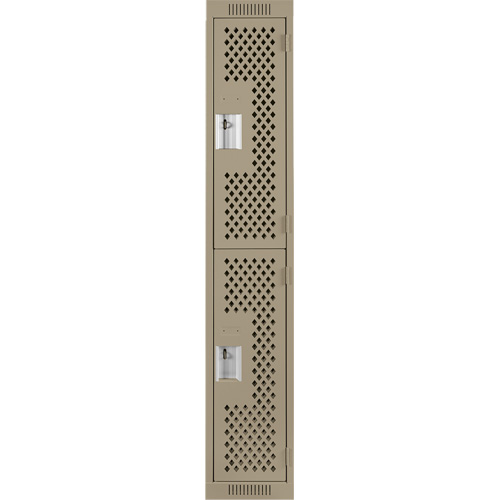 Casiers Clean Line, 2 niveaux, 12" x 12" x 72", Acier, Beige, Rivet (assembl&eacute;), Perfor&eacute; Sidevic Inc.