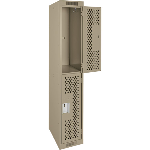 Casiers Clean Line, 2 niveaux, 12" x 12" x 72", Acier, Beige, Rivet (assembl&eacute;), Perfor&eacute; Sidevic Inc.