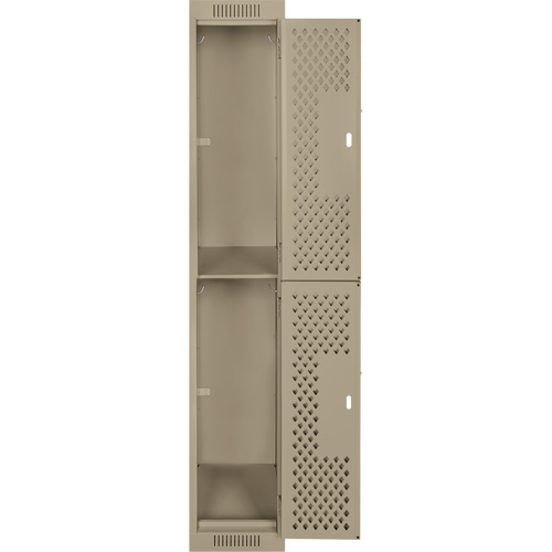 Casiers Clean Line, 2 niveaux, 12" x 12" x 72", Acier, Beige, Rivet (assembl&eacute;), Perfor&eacute; Sidevic Inc.