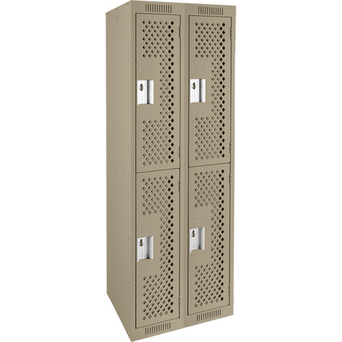 Casiers Clean Line, 2 niveaux, Bloc de 2, 24" x 12" x 72", Acier, Beige, Rivet (assembl&eacute;), Perfor&eacute; Sidevic Inc.