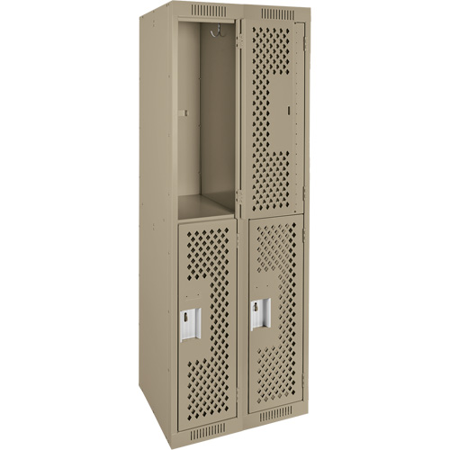Casiers Clean Line, 2 niveaux, Bloc de 2, 24" x 12" x 72", Acier, Beige, Rivet (assembl&eacute;), Perfor&eacute; Sidevic Inc.