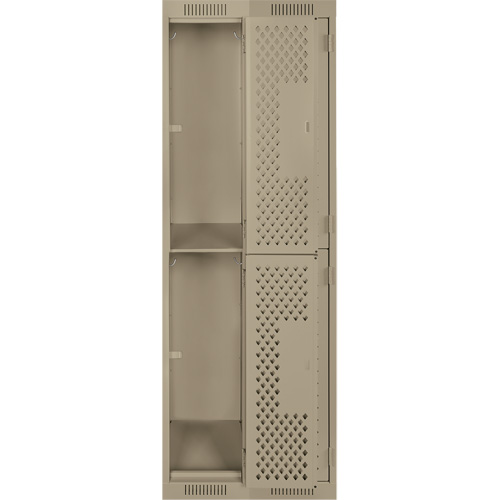 Casiers Clean Line, 2 niveaux, Bloc de 2, 24" x 12" x 72", Acier, Beige, Rivet (assembl&eacute;), Perfor&eacute; Sidevic Inc.