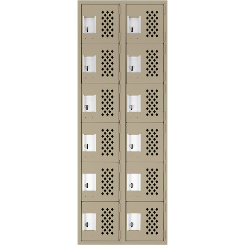 Assembled Lockerettes Clean Line Perforated Economy Lockers, 6 -tier, Bank of 2, 18" x 72" x 12", Steel Sidevic Inc.
