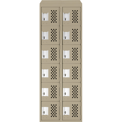 Petit casier perfor&eacute; Clean-Line, 6 niveaux, Bloc de 2, 15" x 72" x 12", Acier Sidevic Inc.