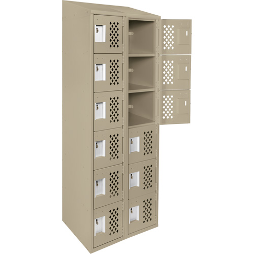 Petit casier perfor&eacute; Clean-Line, 6 niveaux, Bloc de 2, 15" x 72" x 12", Acier Sidevic Inc.