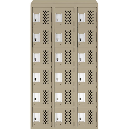Petit casier perfor&eacute; Clean-Line, 6 niveaux, Bloc de 3, 15" x 72" x 12", Acier Sidevic Inc.