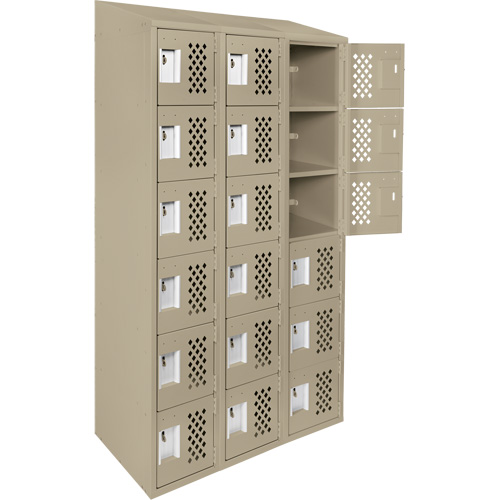 Petit casier perfor&eacute; Clean-Line, 6 niveaux, Bloc de 3, 15" x 72" x 12", Acier Sidevic Inc.