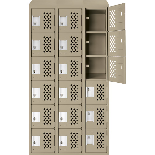 Petit casier perfor&eacute; Clean-Line, 6 niveaux, Bloc de 3, 15" x 72" x 12", Acier Sidevic Inc.