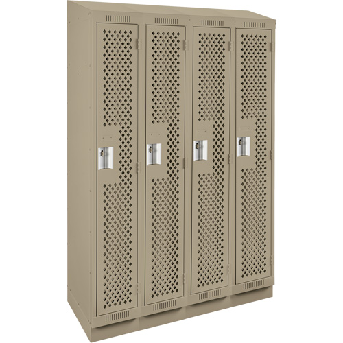 Clean Line Lockers, Bank of 4, 48" x 18" x 82", Steel, Beige, Rivet (Assembled), Perforated Sidevic Inc.