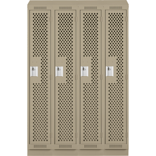 Clean Line Lockers, Bank of 4, 48" x 18" x 82", Steel, Beige, Rivet (Assembled), Perforated Sidevic Inc.