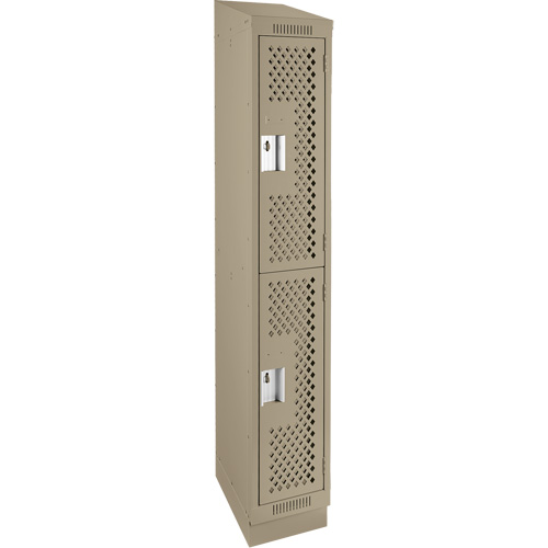 Clean Line Lockers, 2 -tier, 12" x 15" x 82", Steel, Beige, Rivet (Assembled), Perforated Sidevic Inc.