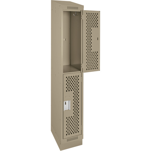 Clean Line Lockers, 2 -tier, 12" x 15" x 82", Steel, Beige, Rivet (Assembled), Perforated Sidevic Inc.