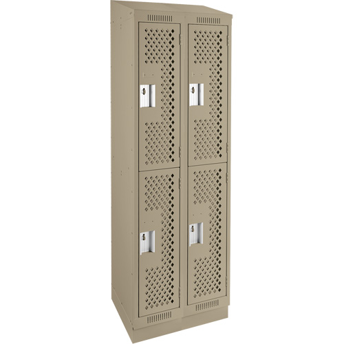 Casiers Clean Line, 2 niveaux, Bloc de 2, 24" x 12" x 82", Acier, Beige, Rivet (assembl&eacute;), Perfor&eacute; Sidevic Inc.