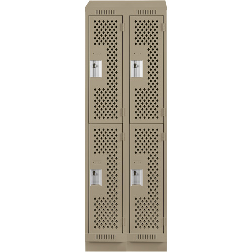 Casiers Clean Line, 2 niveaux, Bloc de 2, 24" x 12" x 82", Acier, Beige, Rivet (assembl&eacute;), Perfor&eacute; Sidevic Inc.