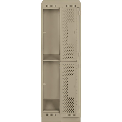 Casiers Clean Line, 2 niveaux, Bloc de 2, 24" x 12" x 82", Acier, Beige, Rivet (assembl&eacute;), Perfor&eacute; Sidevic Inc.