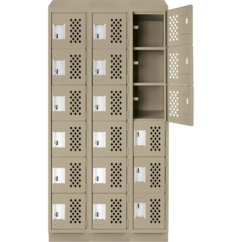Petit casier perfor&eacute; Clean-Line, 6 niveaux, Bloc de 3, 12" x 72" x 12", Acier Sidevic Inc.
