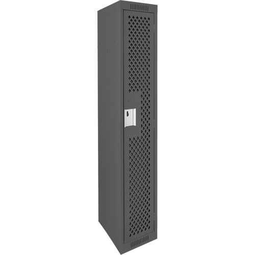 Clean Line Lockers, 12" x 15" x 72", Steel, Charcoal, Rivet (Assembled), Perforated Sidevic Inc.
