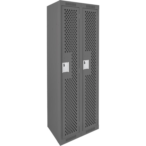 Clean Line Lockers, Bank of 2, 24" x 15" x 72", Steel, Charcoal, Rivet (Assembled), Perforated Sidevic Inc.