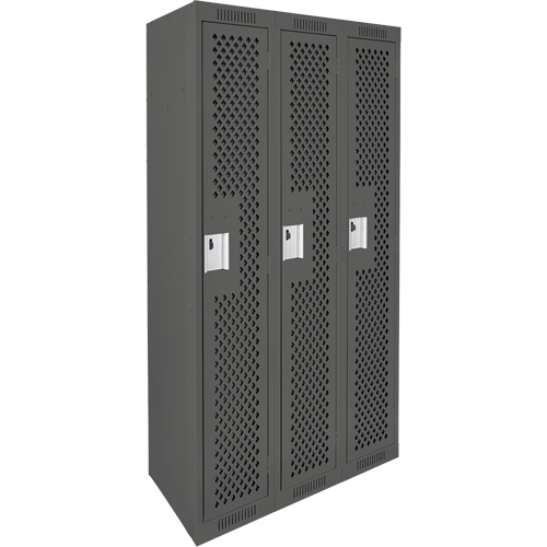 Casiers Clean Line, Bloc de 3, 36" x 15" x 72", Acier, Charbon, Rivet (assembl&eacute;), Perfor&eacute; Sidevic Inc.