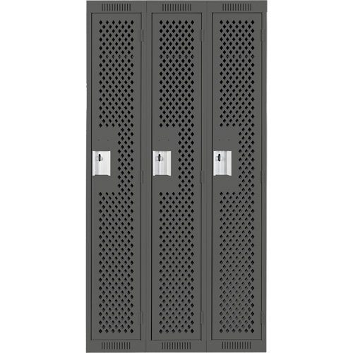 Casiers Clean Line, Bloc de 3, 36" x 15" x 72", Acier, Charbon, Rivet (assembl&eacute;), Perfor&eacute; Sidevic Inc.
