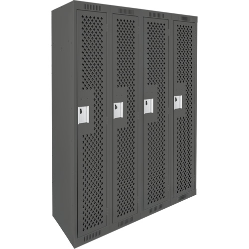 Clean Line Lockers, Bank of 4, 48" x 15" x 72", Steel, Charcoal, Rivet (Assembled), Perforated Sidevic Inc.
