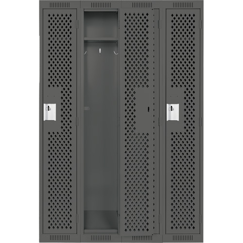 Clean Line Lockers, Bank of 4, 48" x 15" x 72", Steel, Charcoal, Rivet (Assembled), Perforated Sidevic Inc.